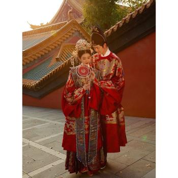 齊地織金鳳冠霞帔中式結婚漢服