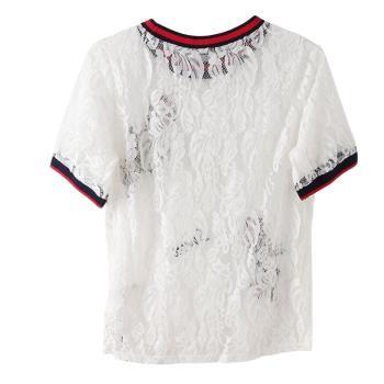 諾諾E站 2022夏裝新品 蕾絲鏤空女圓領上衣+吊帶兩件套 拉夏系列
