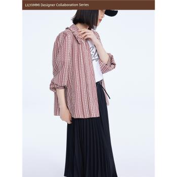 【LILYxIMMI設計師合作系列】LILY2022秋新款女裝復古洋氣襯衫女