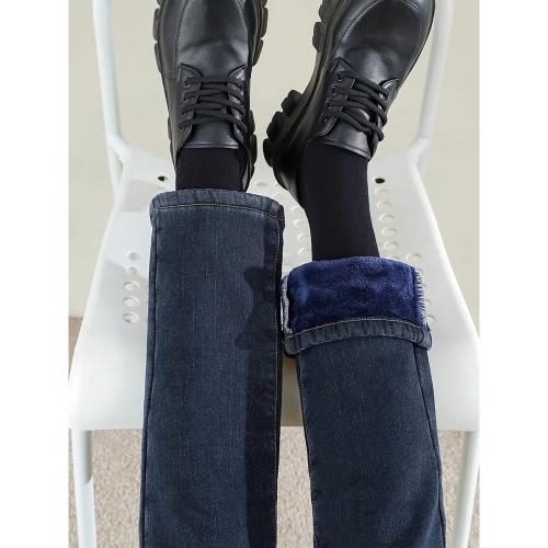 Canary Kiss直筒加絨加厚牛仔褲