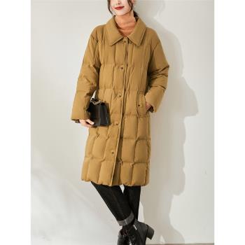 萊塞爾羊毛 顯瘦天花板 皮姆利科大衣式羽絨服女風衣外套中長款