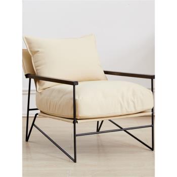 現代簡約超纖皮懶人沙發椅客廳洽談室咖啡廳奢華真皮單人沙發椅