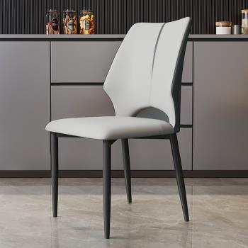 美斯家居意式高端設計師款真皮餐椅輕奢高級感現代極簡約餐廳商用