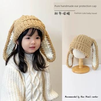 韓系超長兔耳女冬保暖潮品毛線帽
