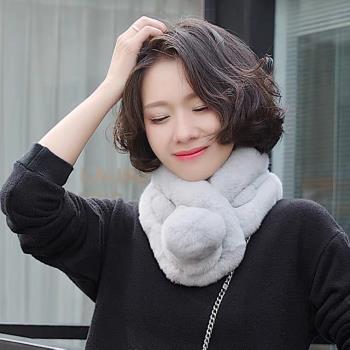 女冬季韓版護頸百搭瀨兔毛毛圍巾
