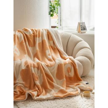 韓式復古丨雙層提花毛毯午睡毯沙發毯冬季加厚珊瑚絨毯子保暖臥室