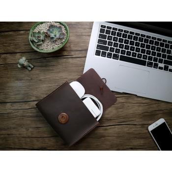 微軟 蘋果筆記本電腦配件包MacBook電源包電源滑鼠真皮數碼收納包