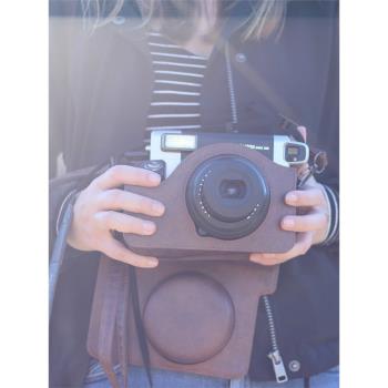 CAIUL/彩友樂皮質復古包 適用Wide300相機棕色黑色拍立得寬幅相機包