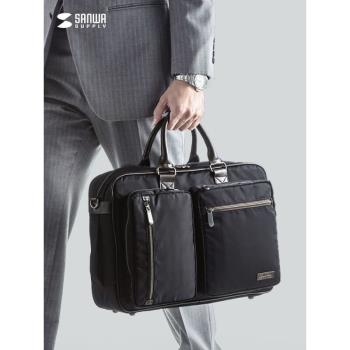 日本SANWA時尚多功能好看電腦包女高級感手提包15點6寸大容量雙肩背包商務休閑筆記本包男