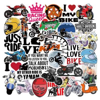 100張個性復古摩托車motorcycle塗鴉貼紙機車拉桿箱滑板冰箱筆記本電腦吉他電動車頭盔水杯手賬裝飾貼畫防水