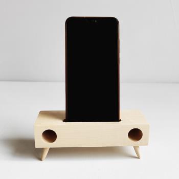 優贊手機支架實木制擴音器通用型創意木質懶人桌面上支撐托架子木制