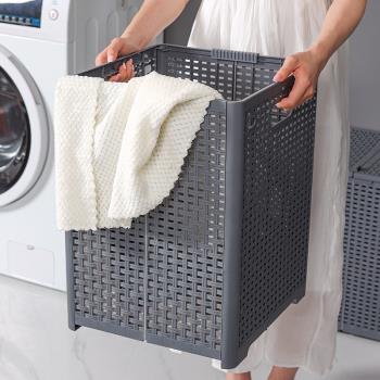 日式臟衣簍帶蓋分區洗衣可折疊臟衣籃塑料浴室置物臟衣服收納筐