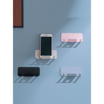 粘貼式免打孔壁掛置物架墻壁手機充電支架家用臥室床頭廚房支撐架