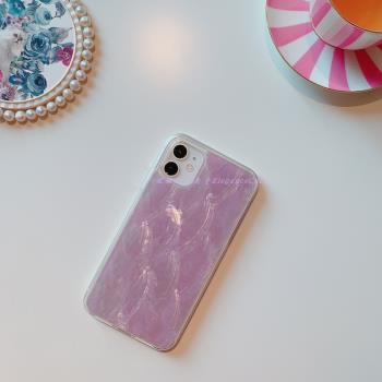 日本真貝母蘋果15Promax紫色貝殼手機殼適用于iPhone13proMate40