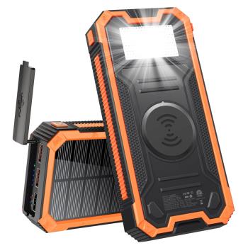 30000mAh Solar Wireless Power Bank Portable Charging Light