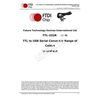 FTDI官方正品 TTL-232R-5V-WE UART信號 +5V 75mA電源輸出FT232RQ
