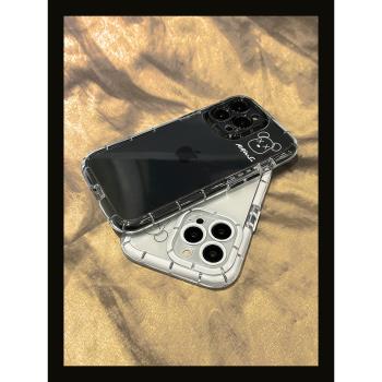 暴力熊個性蘋果14手機殼iphone13promax透明防摔硅膠12夜光邊框11