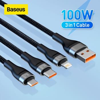 100W 3in 1 Type C Cable Quick Charger for iPhone Samsung Mi