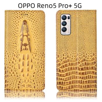 適配 OPPO A53 5G手機殼Reno5 Pro 5G/Pro+真皮翻蓋保護套鱷魚頭
