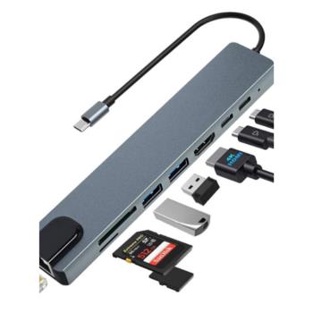 8合1type-c擴展塢轉HDMI網口PD充電USBC HUB筆記本讀卡轉換集線器