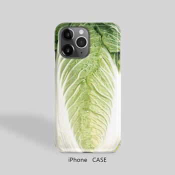 蔬菜大白菜iPhone15Promax手機12殼蘋果14Pro硬殼半包磨砂女X13