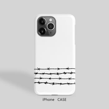 簡約籬笆鐵絲網iPhone15超薄12磨砂14半包XR適用于蘋果潮牌手機殼