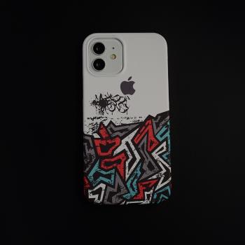 15幾何個性涂鴉iPhone12半包14硬殼適用于蘋果XRXS男生手機殼13