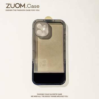 zuom 簡約純色折疊支架15黑色ip14適用蘋果13的手機殼iPhone11promax女新款12mini透明r防摔保護套8p軟硅膠7s