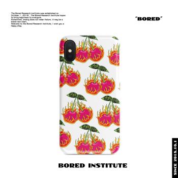 白色櫻桃插畫火焰嘻哈潮流適用於IPhone7/8p/X/XS/XR/11/12/14/15/16菲林手機殼imd矽膠軟殼小米華為