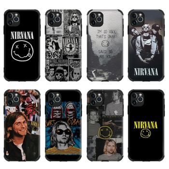 Nirvana涅槃樂隊蠶絲紋手機殼適用12蘋果11PROMAX皮紋678PLUS軟XR