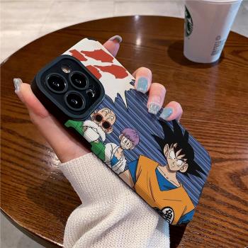 技芝 適用iPhone13ProMax矽膠蘋果16 15 12手機殼11防摔14 XsMax新款plus保護套軟卡通七龍珠悟空豎皮紋男女