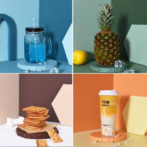 ins風純色創意攝影拍攝背景板奶茶飲料拍照道具莫蘭迪色水果甜點擺拍套裝拍攝道具