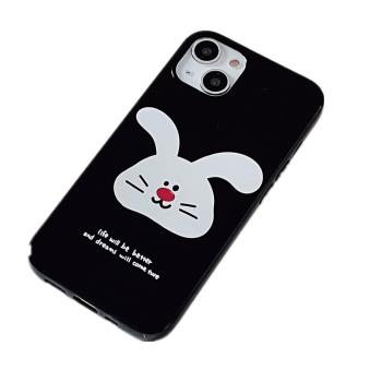 ins趣味可愛卡通黑色小兔子適用iphone14promax全包14plus蘋果13手機殼12軟硅膠11創意8PLUS新款保護套XS女XR