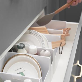廚房多功能收納盒櫥柜抽屜分隔儲物盒桌面化妝品面膜可疊加整理盒