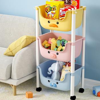 兒童玩具收納架小推車置物架家用書架繪本架零食可移動多層整理架
