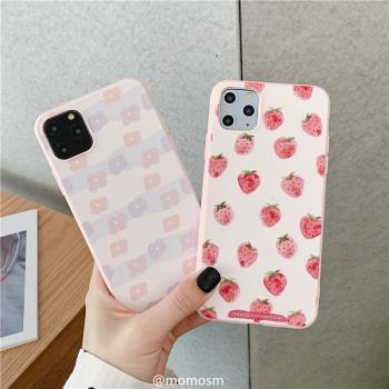 小清新草莓浮雕蘋果XR手機殼iPhone7/8plus硅膠11promax軟xs少女