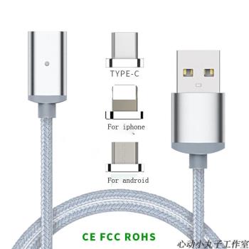 magnetic braided usb cable iphone charge data sync type c