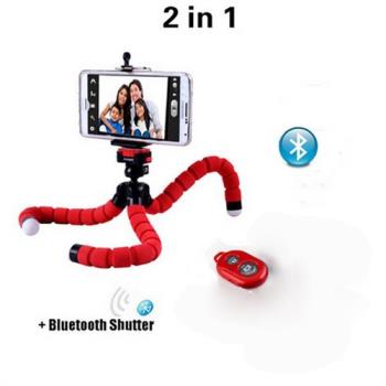 2 in1 Phone Holder Flexible Tripod Wireless Bluetooth Remote