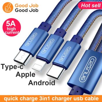 3in1 charge usb cable iphone android mobile quick charger