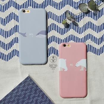 青桃原創「藍鯨與白熊」蘋果7 iphone6s plus情侶清新Xs手機殼