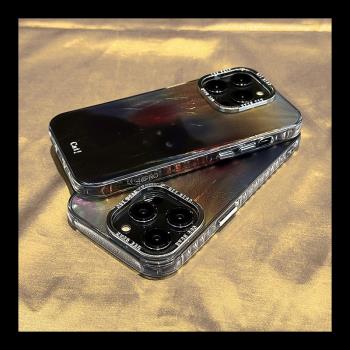 也駿適用蘋果15手機殼漸變閃粉黑色小貓iphone15promax新款14pro潮牌13創意12貝殼紋14電鍍鏡頭11硅膠保護殼