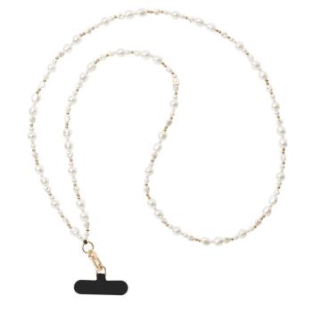 CASETi聯名銀白珠飾斜挎肩背帶鏈條高級百搭長款手機鏈便攜掛繩