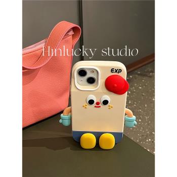 hinlucky 立體卡通紅帽子牛奶盒適用蘋果14手機殼iphone15pro max新款13pro防摔12矽膠14pro保護套11情侶可愛