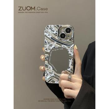 zuom 高級感黑白蝴蝶適用iphone14promax手機殼蘋果15新款電鍍鏡面13/12硅膠xr/xsmax全包14pro/plus防摔87p