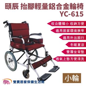 頤辰 抬腳輕量鋁合金輪椅小輪YC-615 抬腳型 掀腳型 手動輪椅 機械式輪椅 居家用輪椅 外出輪椅 YC615
