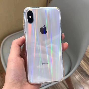 .Gradient Rainbow Laser Cases For iPhone X XS Max XR Transpa