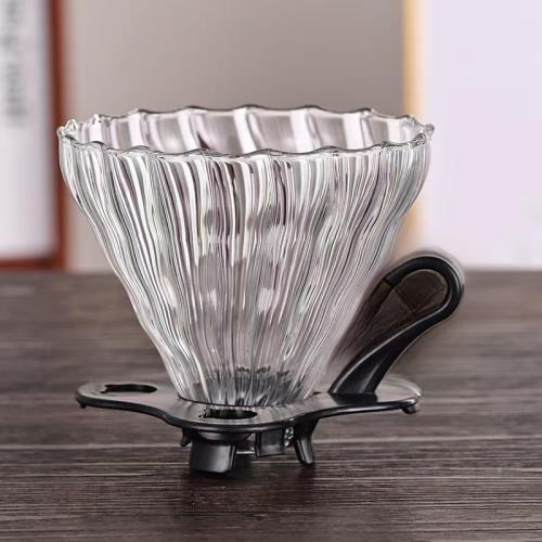 耐熱新款玻璃手沖咖啡過濾杯 漏斗云朵壺V60濾紙沖泡配用滴漏器