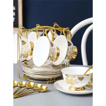 麥歌利歐式咖啡杯茶具套裝輕奢杯碟家用簡約下午茶骨瓷花茶壺茶杯