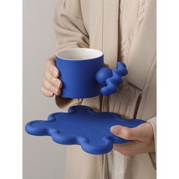 北歐克萊因高端陶瓷咖啡杯碟套裝精致下午茶ins博主杯子馬克杯碟