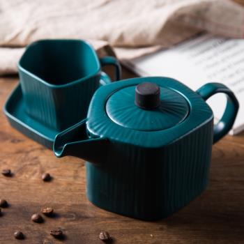創意陶瓷水杯 啞光樹紋北歐咖啡壺杯碟 大容量花茶壺咖啡杯水具